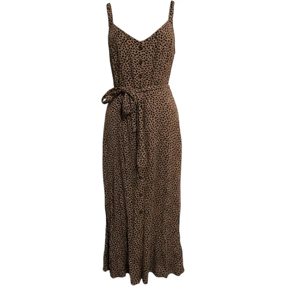 Abercrombie & Fitch Maxi Dress Womens S Brown Leopard Animal Print Boho Chic